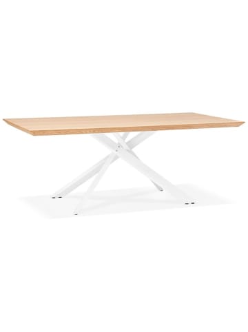 KADIMA DESIGN Designer-Esstisch mit X-förmigem Metallbein, 200x100x75 cm in Beige-Weiß