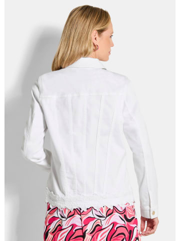 GOLDNER Jeansjacke Baumwolljacke mit Blumenborte in weiß