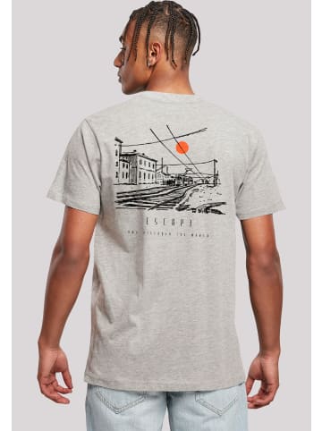 F4NT4STIC T-Shirt Escape Discover the World Town Train Station in grau meliert