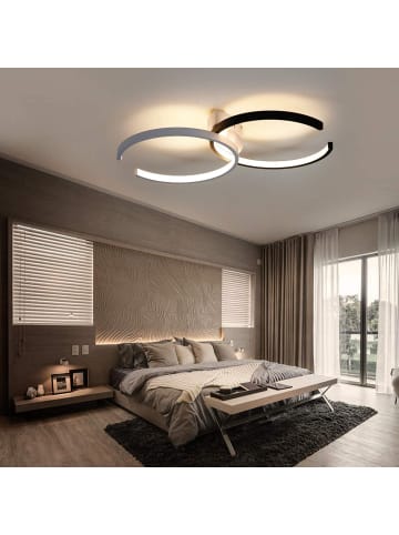 ZMH LED Deckenleuchte in schwarz und weiß modern rund dimmbar 37W L 54cm