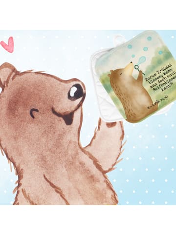 Topflappen Bär Seifenblasen Design mit Spruch in Weiß