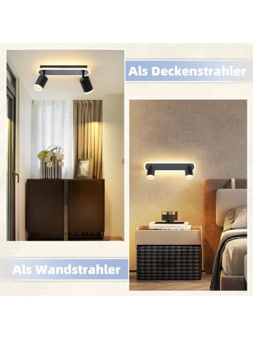 ZMH Deckenleuchte in schwarz LED 2-flammige GU10 Warmweiß Modern Deckenstrahler