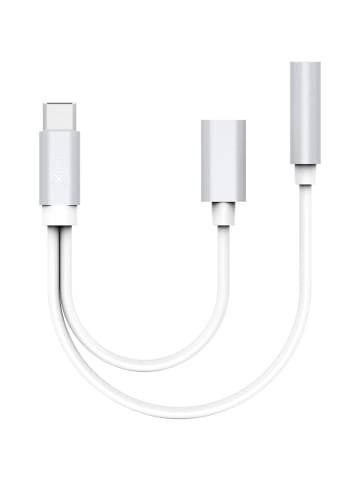COFI 1453 XLAYER Type-C auf 3,5mm Aux + Type-C Adapter Weißer Audioadapter in Weiß