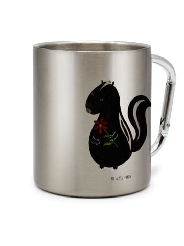 Mr. & Mrs. Panda Karabiner Becher Stinktier Blume ohne Spruch in Silber