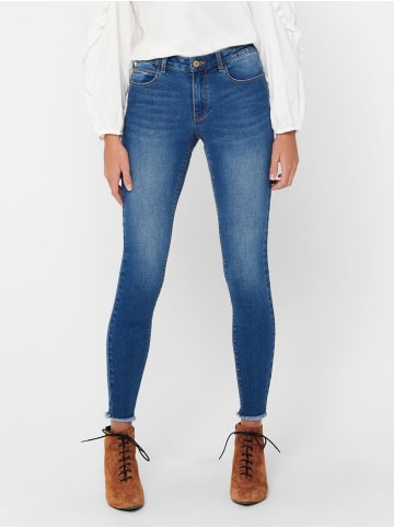 JACQUELINE de YONG Skinny Fit Jeans Ankle Cut JDYSONJA Stretch Hose mit Fransen in Blau