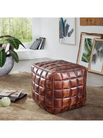 KADIMA DESIGN Sitzwürfel Echtleder braun 39 x 41 x 39 cm Ottomane Wohnzimmer,