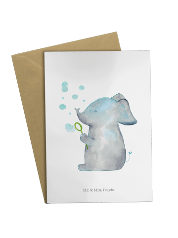 Mr. & Mrs. Panda Beileidskarte Elefant Seifenblasen ohne Spruch in Weiß