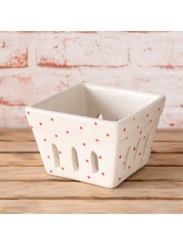 AltoBelli Obstschale BERRY Weiß mit roten Punkten Keramik 12x12 cm