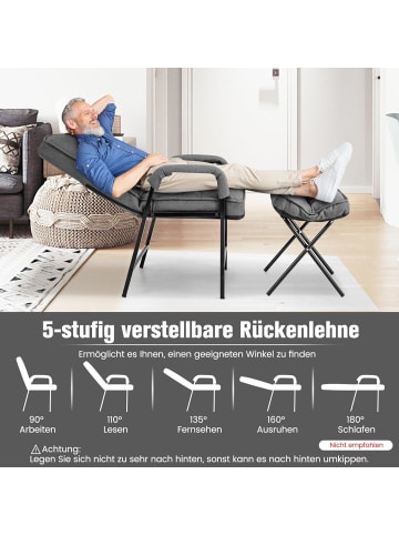 COSTWAY Relaxsessel mit Hocker & Liegefunktion in Grau