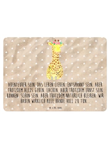 Mr. & Mrs. Panda Blechschild Giraffe Blumenkranz mit Spruch in Sandig
