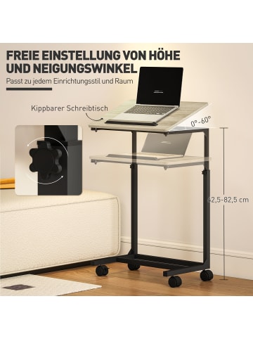 HOMCOM Beistelltisch-55L x 36B x 62,5-82,5H cm-Eiche