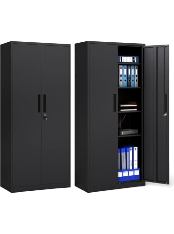 COSTWAY Aktenschrank abschließbar 180 cm in Schwarz