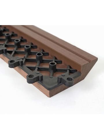 MCW 2er-Set Abschlussleiste für WPC Bodenfliese, Coffee links mit Haken