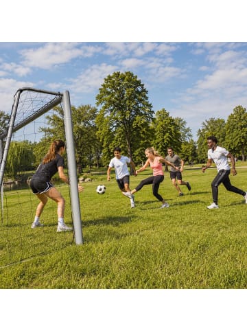 relaxdays Fußballtor "ohne Torwand" in Grau - (B)240 x (H)160 x (T)90 cm