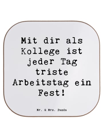 Mr. & Mrs. Panda Glasuntersetzer Spruch Fest Kollege mit Spruch in Weiß