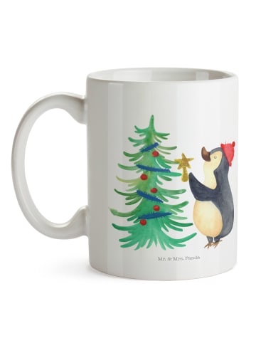 Mr. & Mrs. Panda Kaffeepott Pinguin Weihnachtsbaum ohne Spruch in Weiß
