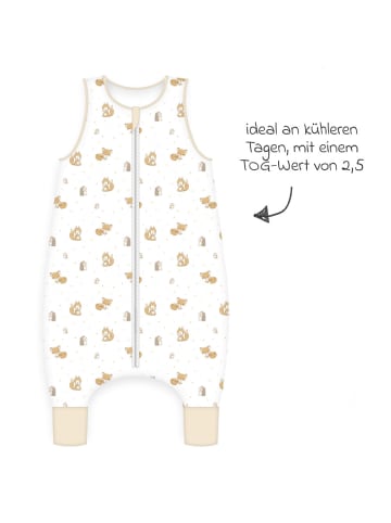 Baby Best® Schlaf-Overall wattiert Jersey - Waldfre in weiss,braun