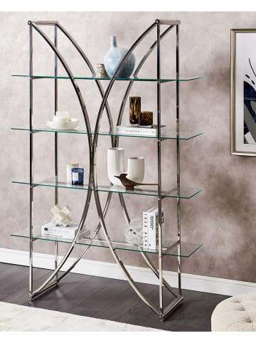 Beliani Bücherregal HOLLOW in Silber - (W) 120 x (H) 175 x (L) 34 cm