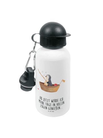 Mr. & Mrs. Panda Kindertrinkflasche Pinguin Angelboot mit Spruch in Weiß