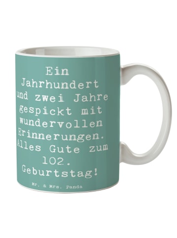 Mr. & Mrs. Panda Kaffeebecher Spruch 102. Geburtstag mit Spruch in Meeresbrise