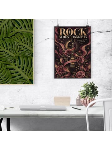 Plakat Gitarre feminin Design mit Spruch in Weiß