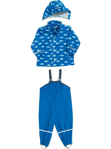 Playshoes Regen-Set Hai allover in Blau