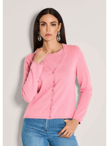 MADELEINE Basic Strickjacke mit Halbarmpullover in himbeersorbet / melange