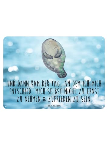 Mr. & Mrs. Panda Blechschild Seekuh Happy mit Spruch in OZeichenanblue