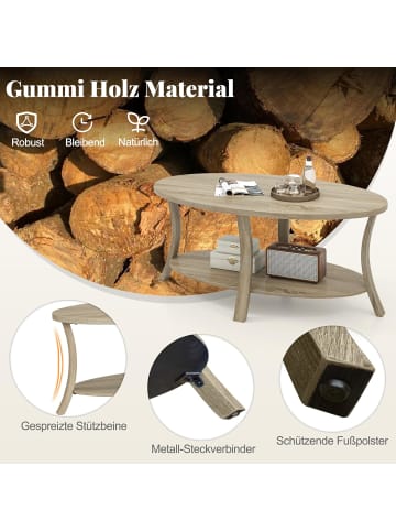COSTWAY Couchtisch mit Ablage in Sand