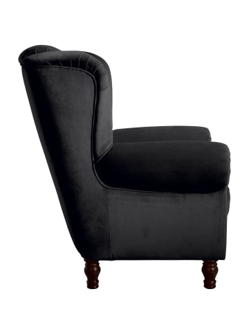 58 aufm Kessel OHRENBACKENSESSEL Katreen Bezug Samtvelours Buche nussbaum dunkel / schwarz