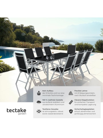 tectake Aluminium Sitzgruppe Pompeii Tisch mit Sicherheitsglasplatten und Ausgleichsschr