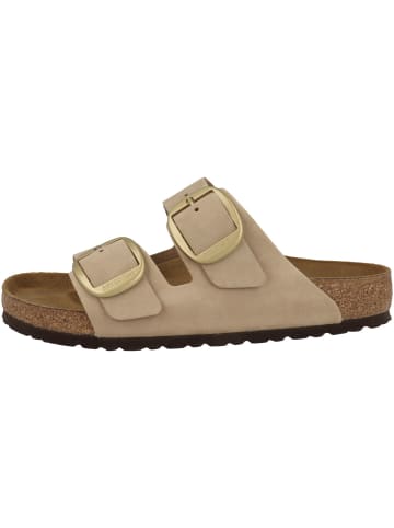 Birkenstock Pantolette Arizona Big Buckle Nubukleder schmal in beige
