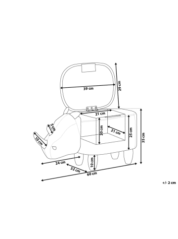 Beliani Tierhocker RHINO in Braun/Braun - (W) 60 x (H) 35 x (L) 32 cm