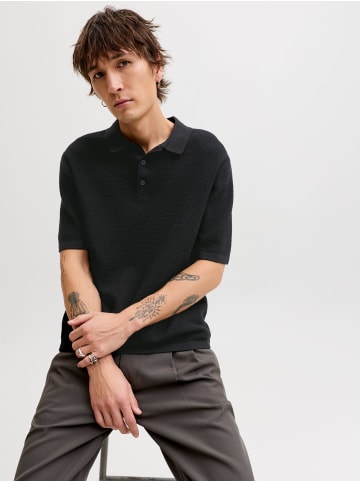 Jack & Jones Einzigartiges Knit Polo-Shirt mit Kentkragen in Schwarz