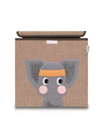 Lifeney Aufbewahrungsbox mit Deckel Braun Elefant, 33 x 33 x 33 cm