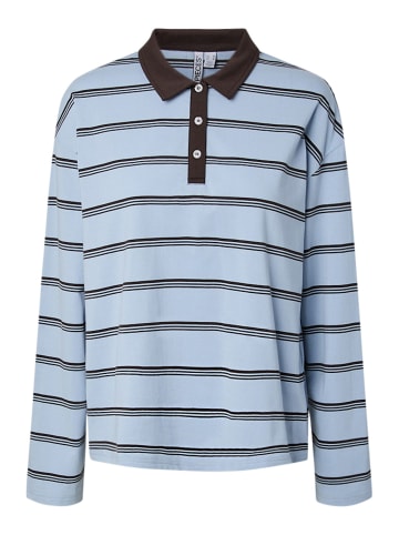 Pieces Langarm-Poloshirt in Cashmere Blue