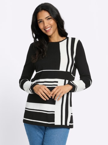 Sieh an! Longpullover in schwarz-weiß-gemustert