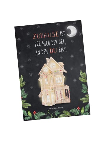 Mr. & Mrs. Panda Grußkarte Lebkuchenhaus mit Spruch in Weiß