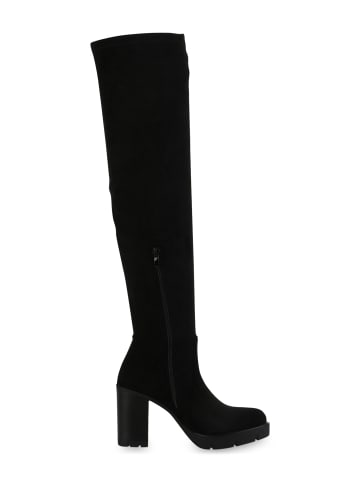 VAN HILL Overknees Eleanor in Schwarz Velours