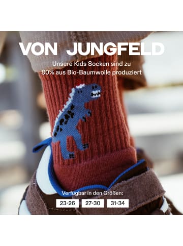 von Jungfeld Tennissocken Kids mit Weihnachtsmotiven in Dinosaur - Wine Red
