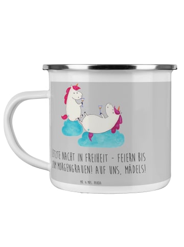 Mr. & Mrs. Panda Camping Emaille Tasse Junggesellinnenabschied F... in Heather Grey