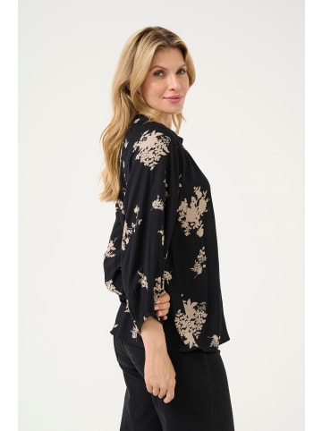 Kaffe Bluse langarm KAsigrid Regular fit in Black/Brown Flower Print