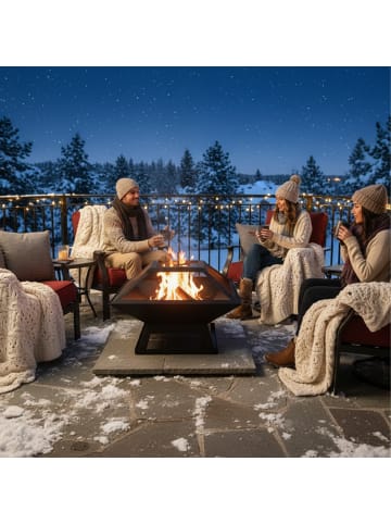 relaxdays Feuerschale in Schwarz - (B)45 x (H)36 x (T)45 cm