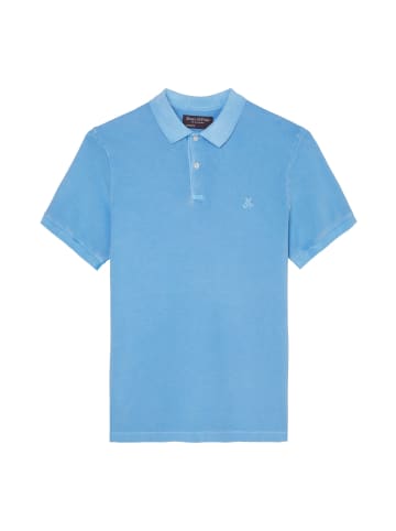 Marc O'Polo Kurzarm-Poloshirt Piqué shaped in azure blue