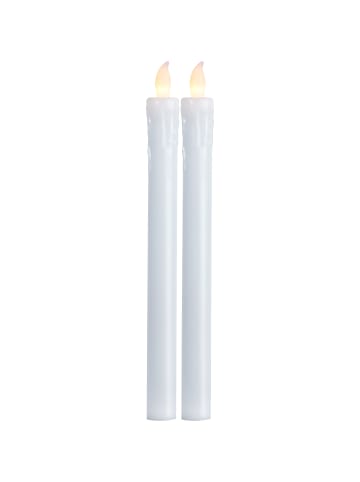 STAR Trading LED Stabkerze Presse 2er-Set, weiß, 25cm in Weiß