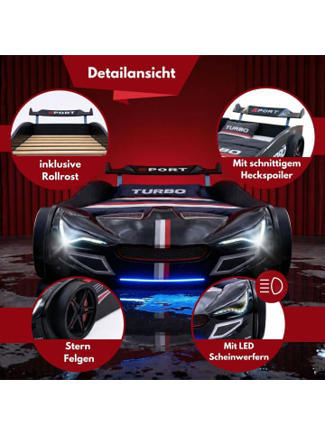 Coemo Autobett GTE im Rennwagen-Design mit Lattenrost in Rot