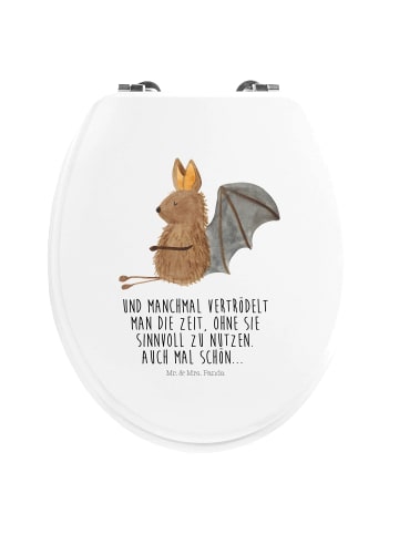 Mr. & Mrs. Panda Holz Toilettendeckel Fledermaus Sitzen mit Spruch in Weiß