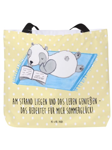 Mr. & Mrs. Panda Tote Bag Sommerglück mit Spruch in Gelb Pastell
