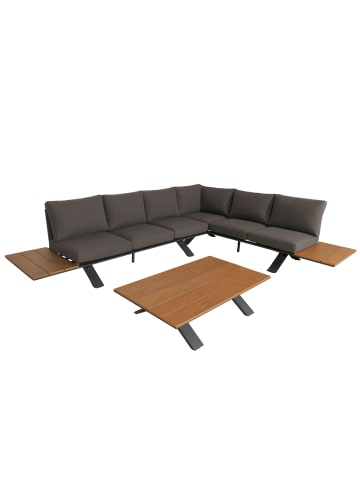 MCW Aluminium Garten-Garnitur M62, Gestell anthrazit, Polster dunkelgrau