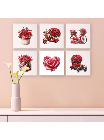 ARTNANAS Mini Malen nach Zahlen 4er/6er Set-"Rosa Rosen"